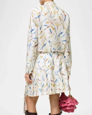 Burberry Rhiannon Feather-Print Silk Neck-Scarf Blouse | Thumbnail 2 Burberry Rhiannon Feather-Print Silk Neck-Scarf Blouse | Thumbnail 2