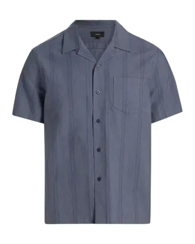 Vince Men's Cove Cotton and Hemp Stripe Short-Sleeve Shirt | Thumbnail 1 Vince Men's Cove Cotton and Hemp Stripe Short-Sleeve Shirt | Thumbnail 1