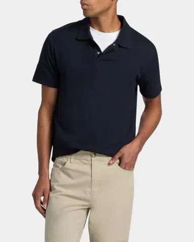 Vince Men's Rib-Knit Cotton-Blend Polo Shirt | Thumbnail 4 Vince Men's Rib-Knit Cotton-Blend Polo Shirt | Thumbnail 4