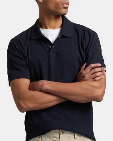 Vince Men's Rib-Knit Cotton-Blend Polo Shirt | Thumbnail 5 Vince Men's Rib-Knit Cotton-Blend Polo Shirt | Thumbnail 5