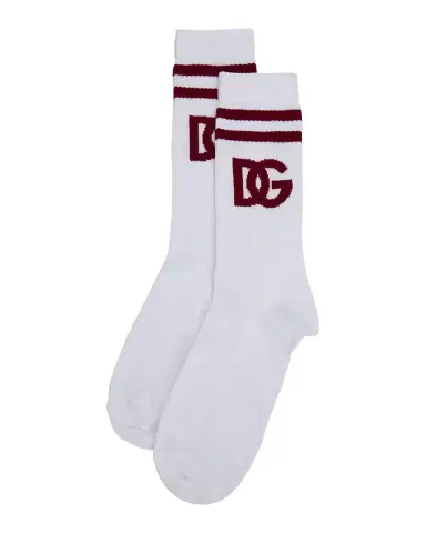 Dolce & Gabbana Men's Monogram Stripe Ribbed Crew Socks | Thumbnail 2 Dolce & Gabbana Men's Monogram Stripe Ribbed Crew Socks | Thumbnail 2