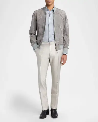 Tom Ford Men's Cotton and Silk Jersey Button-Down Shirt | Thumbnail 2 Tom Ford Men's Cotton and Silk Jersey Button-Down Shirt | Thumbnail 2