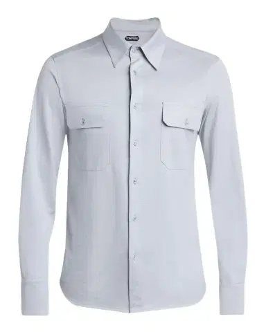Tom Ford Men's Cotton and Silk Jersey Button-Down Shirt | Thumbnail 1 Tom Ford Men's Cotton and Silk Jersey Button-Down Shirt | Thumbnail 1