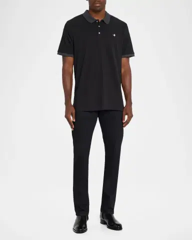 Robert Graham Men's Devil-Embroidered Striped Collar Cotton Polo Shirt | Thumbnail 2 Robert Graham Men's Devil-Embroidered Striped Collar Cotton Polo Shirt | Thumbnail 2