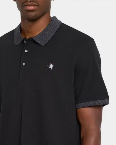 Robert Graham Men's Devil-Embroidered Striped Collar Cotton Polo Shirt | Thumbnail 5 Robert Graham Men's Devil-Embroidered Striped Collar Cotton Polo Shirt | Thumbnail 5