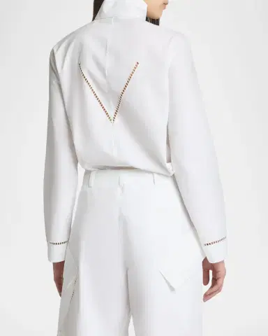 Alaïa Lace-Inset Cotton Shirt | Thumbnail 2 Alaïa Lace-Inset Cotton Shirt | Thumbnail 2