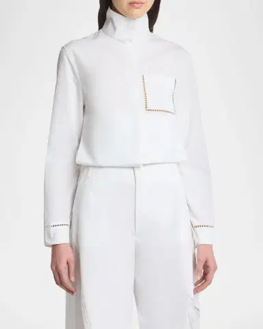 Alaïa Lace-Inset Cotton Shirt | Thumbnail 3 Alaïa Lace-Inset Cotton Shirt | Thumbnail 3
