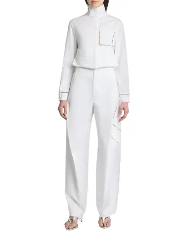 Alaïa Lace-Inset Cotton Shirt | Thumbnail 1 Alaïa Lace-Inset Cotton Shirt | Thumbnail 1