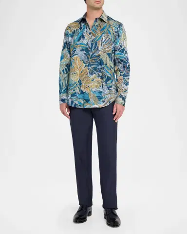 Robert Graham Men's Chorro Embroidered Leaf Print Shirt | Thumbnail 2 Robert Graham Men's Chorro Embroidered Leaf Print Shirt | Thumbnail 2