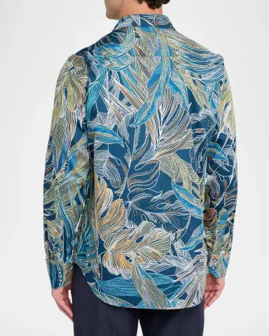 Robert Graham Men's Chorro Embroidered Leaf Print Shirt | Thumbnail 3 Robert Graham Men's Chorro Embroidered Leaf Print Shirt | Thumbnail 3