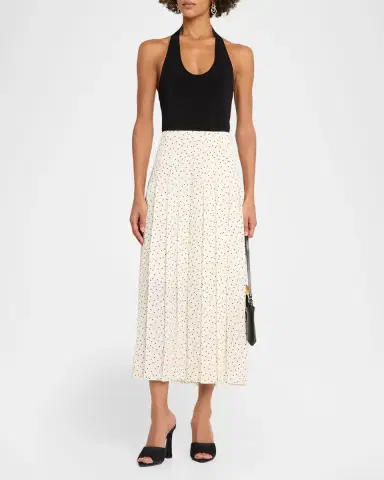 Theory Pleated Polka Dot Wrap Skirt | Thumbnail 2 Theory Pleated Polka Dot Wrap Skirt | Thumbnail 2