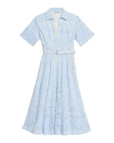 Simkhai Deanna Short-Sleeve Belted Lace Midi Dress | Thumbnail 1 Simkhai Deanna Short-Sleeve Belted Lace Midi Dress | Thumbnail 1