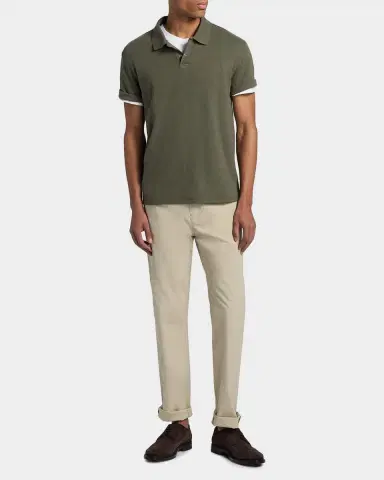 Vince Men's Rib-Knit Cotton-Blend Polo Shirt | Thumbnail 2 Vince Men's Rib-Knit Cotton-Blend Polo Shirt | Thumbnail 2