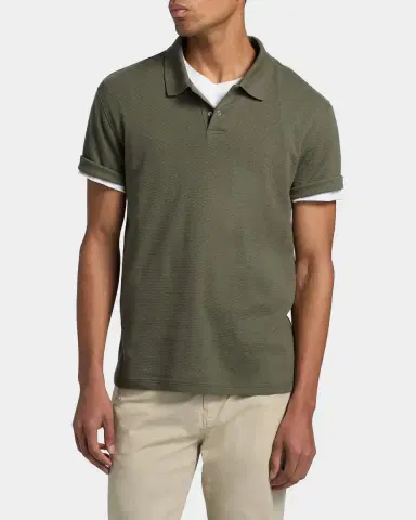 Vince Men's Rib-Knit Cotton-Blend Polo Shirt | Thumbnail 4 Vince Men's Rib-Knit Cotton-Blend Polo Shirt | Thumbnail 4