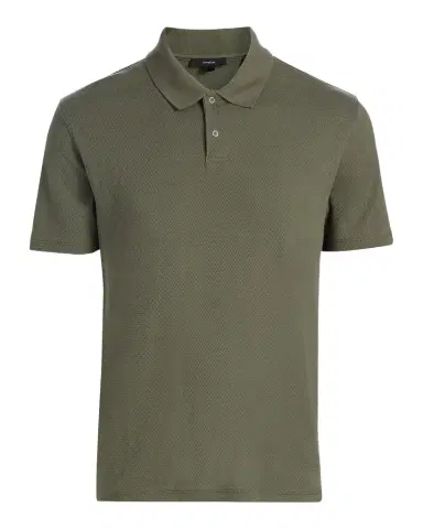 Vince Men's Rib-Knit Cotton-Blend Polo Shirt | Thumbnail 1 Vince Men's Rib-Knit Cotton-Blend Polo Shirt | Thumbnail 1