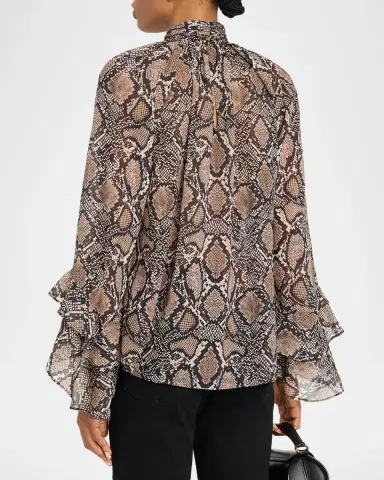 Ungaro Raina Ruffle Snakeskin-Print Blouse | Thumbnail 3 Ungaro Raina Ruffle Snakeskin-Print Blouse | Thumbnail 3