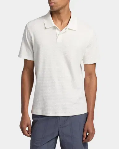 Vince Men's Rib-Knit Cotton-Blend Polo Shirt | Thumbnail 4 Vince Men's Rib-Knit Cotton-Blend Polo Shirt | Thumbnail 4
