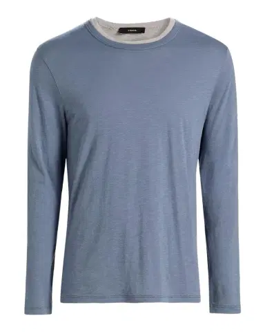 Vince Men's Fine Slub Cotton Double-Layer Crewneck T-Shirt | Thumbnail 1 Vince Men's Fine Slub Cotton Double-Layer Crewneck T-Shirt | Thumbnail 1