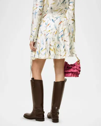 Burberry Feather-Print Silk Pleated Mini Skirt | Thumbnail 3 Burberry Feather-Print Silk Pleated Mini Skirt | Thumbnail 3