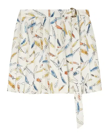 Burberry Feather-Print Silk Pleated Mini Skirt | Thumbnail 1 Burberry Feather-Print Silk Pleated Mini Skirt | Thumbnail 1