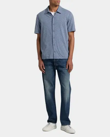 Vince Men's Tonal Leaf-Print Slub Cotton Shirt | Thumbnail 2 Vince Men's Tonal Leaf-Print Slub Cotton Shirt | Thumbnail 2
