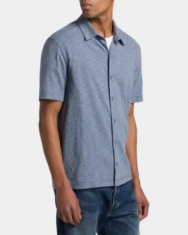Vince Men's Tonal Leaf-Print Slub Cotton Shirt | Thumbnail 7 Vince Men's Tonal Leaf-Print Slub Cotton Shirt | Thumbnail 7