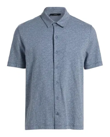 Vince Men's Tonal Leaf-Print Slub Cotton Shirt | Thumbnail 1 Vince Men's Tonal Leaf-Print Slub Cotton Shirt | Thumbnail 1