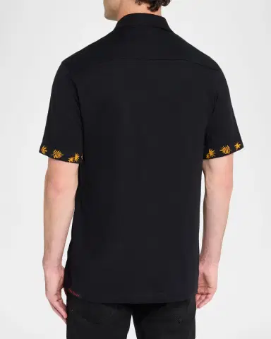 Robert Graham Men's Golden Jungle Motif Cotton Short-Sleeve Shirt | Thumbnail 3 Robert Graham Men's Golden Jungle Motif Cotton Short-Sleeve Shirt | Thumbnail 3