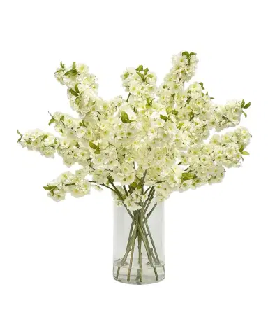 Winward Home Peach Blossom 35" Faux Floral Arrangement in Glass Cylinder | Thumbnail 1 Winward Home Peach Blossom 35" Faux Floral Arrangement in Glass Cylinder | Thumbnail 1