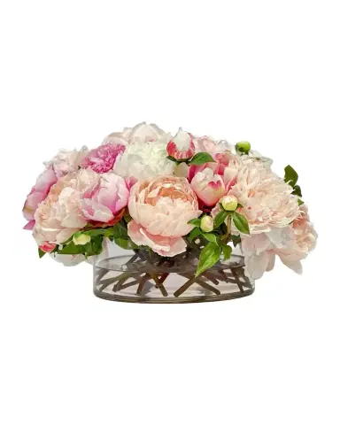 Winward Home Peony 9" Faux Floral Arrangement in Glass Cylinder | Thumbnail 1 Winward Home Peony 9" Faux Floral Arrangement in Glass Cylinder | Thumbnail 1