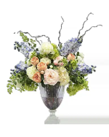 Winward Home Delphinium Mixed 34" Faux Floral Arrangement in Glass Vase | Thumbnail 2 Winward Home Delphinium Mixed 34" Faux Floral Arrangement in Glass Vase | Thumbnail 2