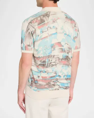 Robert Graham Men's Ordale Cotton Knit Abstract Johnny Collar Polo Shirt | Thumbnail 3 Robert Graham Men's Ordale Cotton Knit Abstract Johnny Collar Polo Shirt | Thumbnail 3