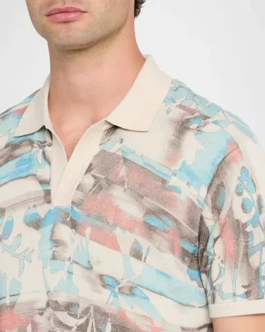 Robert Graham Men's Ordale Cotton Knit Abstract Johnny Collar Polo Shirt | Thumbnail 5 Robert Graham Men's Ordale Cotton Knit Abstract Johnny Collar Polo Shirt | Thumbnail 5