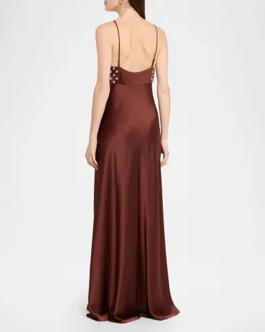 Tanya Taylor Ophelia Beaded Satin Maxi Dress | Thumbnail 3 Tanya Taylor Ophelia Beaded Satin Maxi Dress | Thumbnail 3