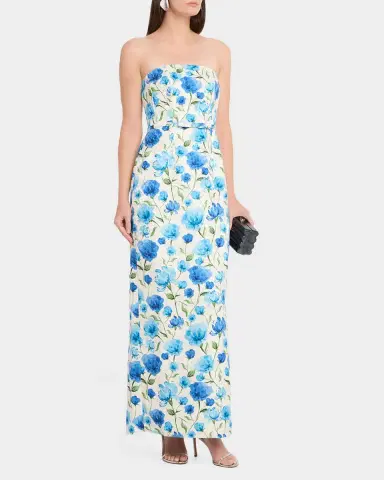 SACHIN & BABI Sophia Strapless Floral Cloque Column Gown | Thumbnail 4 SACHIN & BABI Sophia Strapless Floral Cloque Column Gown | Thumbnail 4