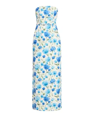 SACHIN & BABI Sophia Strapless Floral Cloque Column Gown | Thumbnail 1 SACHIN & BABI Sophia Strapless Floral Cloque Column Gown | Thumbnail 1