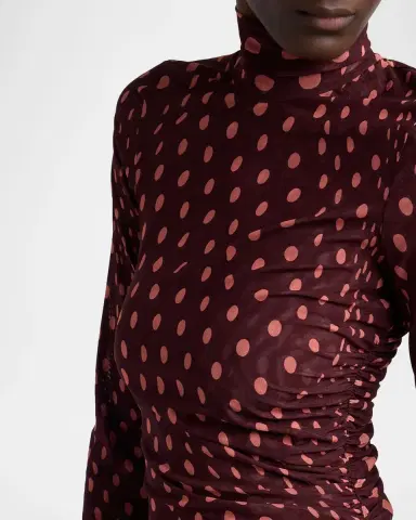 Stella McCartney Turtleneck Polka Dot Mesh Long-Sleeve Maxi Dress | Thumbnail 4 Stella McCartney Turtleneck Polka Dot Mesh Long-Sleeve Maxi Dress | Thumbnail 4