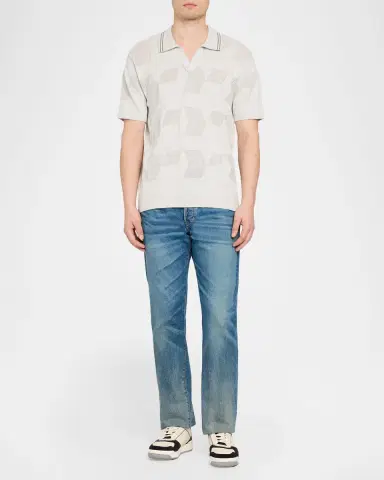 Robert Graham Men's Marcross Cotton Knit Geometric Johnny Collar Polo Shirt | Thumbnail 2 Robert Graham Men's Marcross Cotton Knit Geometric Johnny Collar Polo Shirt | Thumbnail 2