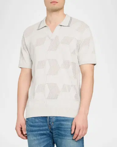 Robert Graham Men's Marcross Cotton Knit Geometric Johnny Collar Polo Shirt | Thumbnail 4 Robert Graham Men's Marcross Cotton Knit Geometric Johnny Collar Polo Shirt | Thumbnail 4