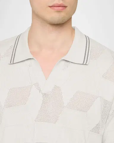 Robert Graham Men's Marcross Cotton Knit Geometric Johnny Collar Polo Shirt | Thumbnail 5 Robert Graham Men's Marcross Cotton Knit Geometric Johnny Collar Polo Shirt | Thumbnail 5