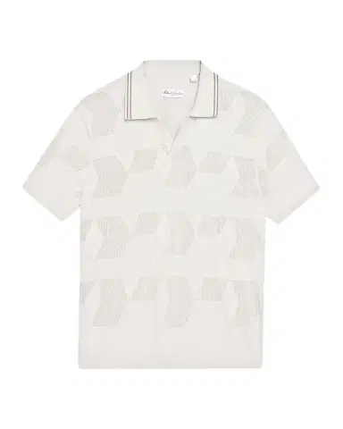 Robert Graham Men's Marcross Cotton Knit Geometric Johnny Collar Polo Shirt | Thumbnail 1 Robert Graham Men's Marcross Cotton Knit Geometric Johnny Collar Polo Shirt | Thumbnail 1