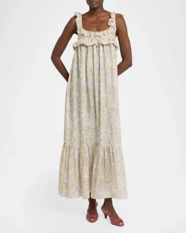 Chloé Painted Flowers Silk Maxi Dress | Thumbnail 3 Chloé Painted Flowers Silk Maxi Dress | Thumbnail 3