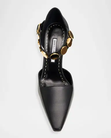 Manolo Blahnik 90mm Morgana Studded Leather Ankle-Strap Pumps | Thumbnail 5 Manolo Blahnik 90mm Morgana Studded Leather Ankle-Strap Pumps | Thumbnail 5