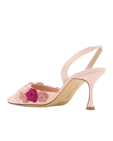 Manolo Blahnik 70mm Svemutasli Gala Floral Satin Slingback Pumps | Thumbnail 1 Manolo Blahnik 70mm Svemutasli Gala Floral Satin Slingback Pumps | Thumbnail 1