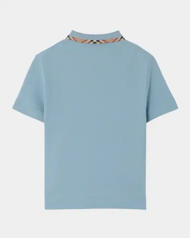 Burberry Boy's Johane Check Collar Cotton Polo Shirt, Size 4- | Thumbnail 2 Burberry Boy's Johane Check Collar Cotton Polo Shirt, Size 4- | Thumbnail 2