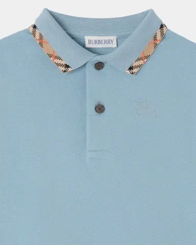 Burberry Boy's Johane Check Collar Cotton Polo Shirt, Size 4- | Thumbnail 3 Burberry Boy's Johane Check Collar Cotton Polo Shirt, Size 4- | Thumbnail 3