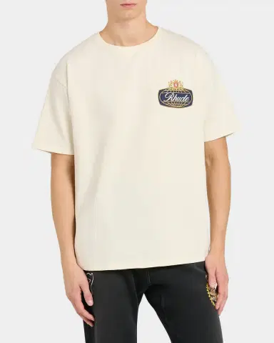 Rhude Men's Safari Logo Cotton Crewneck T-Shirt | Thumbnail 3 Rhude Men's Safari Logo Cotton Crewneck T-Shirt | Thumbnail 3