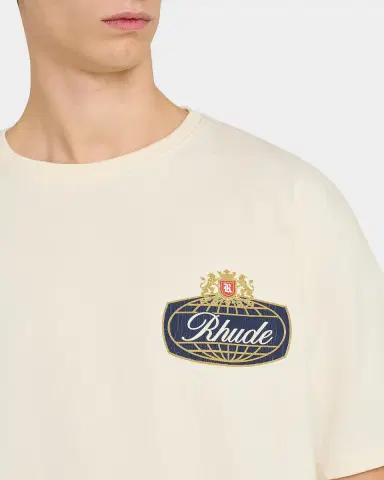 Rhude Men's Safari Logo Cotton Crewneck T-Shirt | Thumbnail 4 Rhude Men's Safari Logo Cotton Crewneck T-Shirt | Thumbnail 4