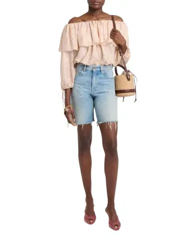 Chloé Flower Print Off-The-Shoulder Silk Top | Thumbnail 1 Chloé Flower Print Off-The-Shoulder Silk Top | Thumbnail 1