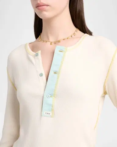 Chloé Ribbed Cotton Jersey Top | Thumbnail 4 Chloé Ribbed Cotton Jersey Top | Thumbnail 4